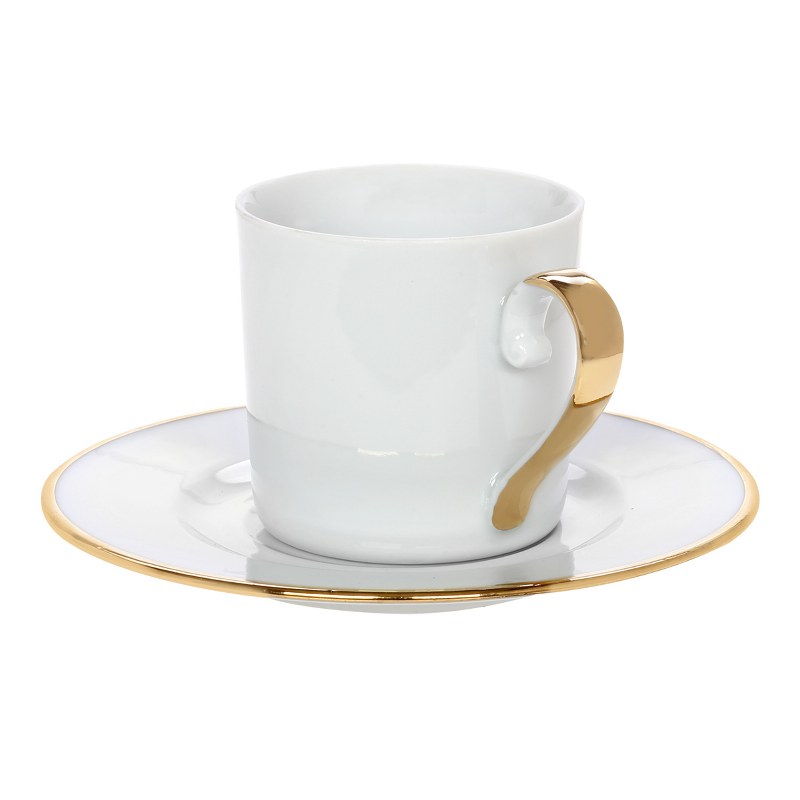 Φλυτζάνι Καφέ Πορσελάνης 100ml Elegant Gold CRYSPO TRIO 24.021.17 (Σετ 2 Τεμάχια) (Υλικό: Πορσελάνη, Χρώμα: Λευκό) - CRYSPO TRIO - 24.021.17 134268